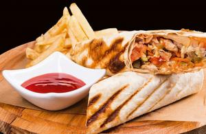 How many calories are in shawarma with chicken (with and without mayonnaise)